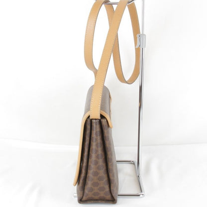 Celine Macadam Shoulder Bag Leather Brown