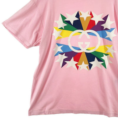 Gucci Inter Locking Star Print T-Shirt L Pink