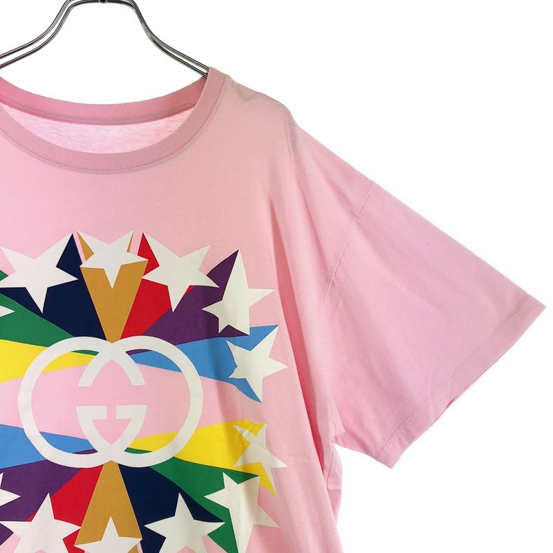 Gucci Inter Locking Star Print T-Shirt L Pink