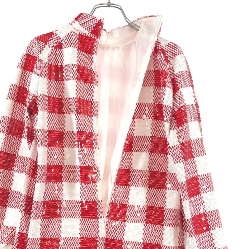Gucci Vault la Veste Custom Sequin Check Dress S White Red