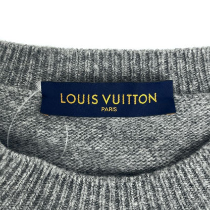 Louis Vuitton Wool Taiga Intarsia Crew Neck Knit L Gray Sweater