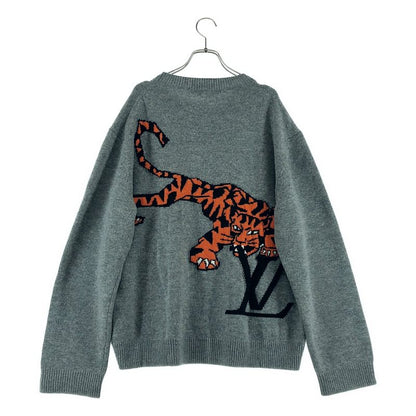 Louis Vuitton Wool Taiga Intarsia Crew Neck Knit L Gray Sweater