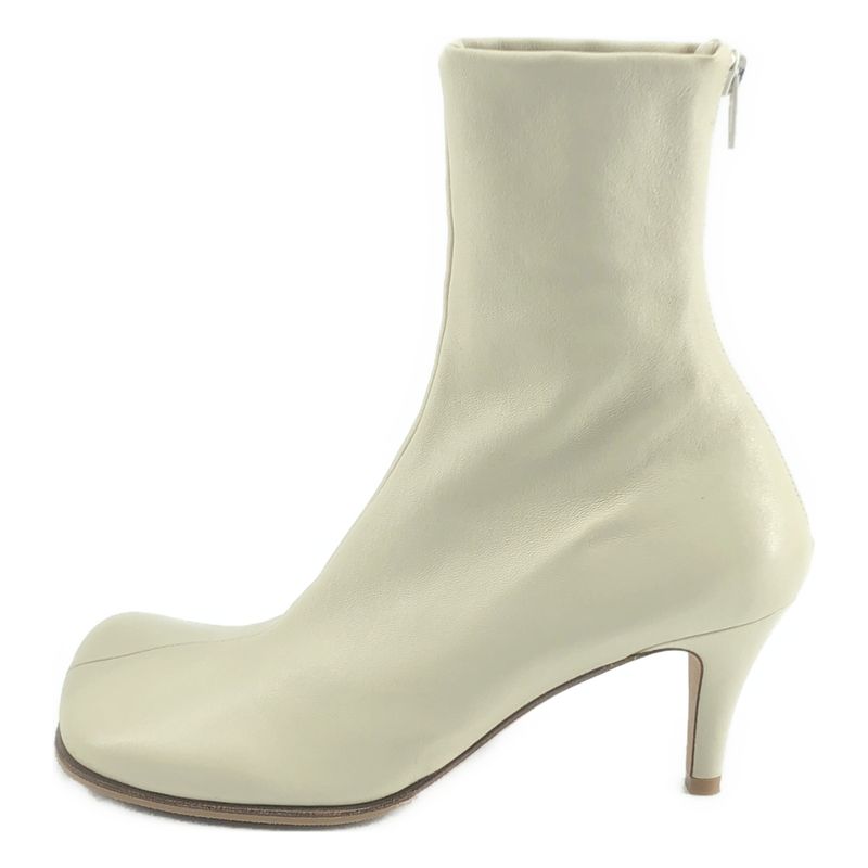 Bottega Veneta Leather Block Ankle Boots 37 Ivory