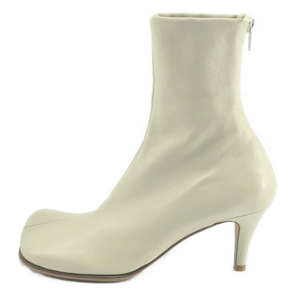 Bottega Veneta Leather Block Ankle Boots 37 Ivory