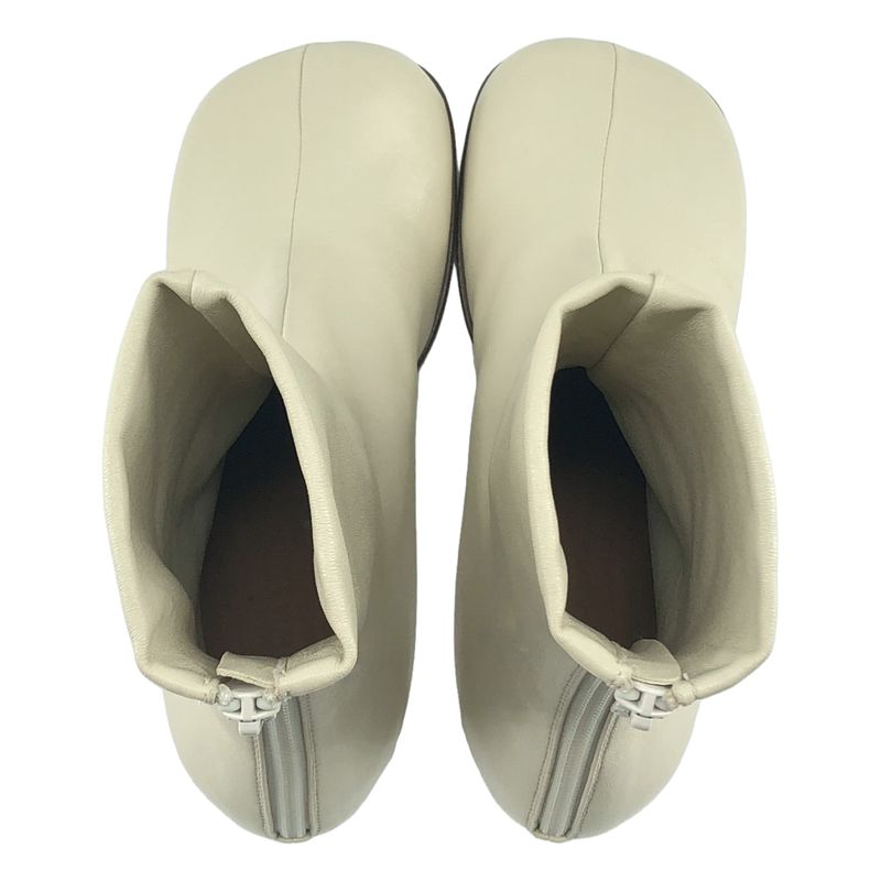 Bottega Veneta Leather Block Ankle Boots 37 Ivory