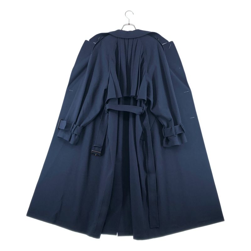 Gucci Over Silhouette Belted Trench Coat 36 Navy