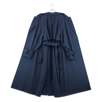 Gucci Over Silhouette Belted Trench Coat 36 Navy