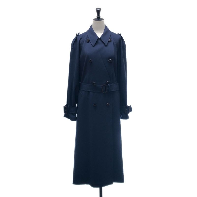 Gucci Over Silhouette Belted Trench Coat 36 Navy