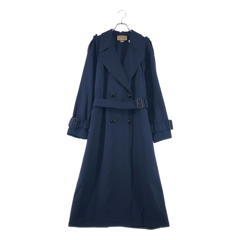 Gucci Over Silhouette Belted Trench Coat 36 Navy