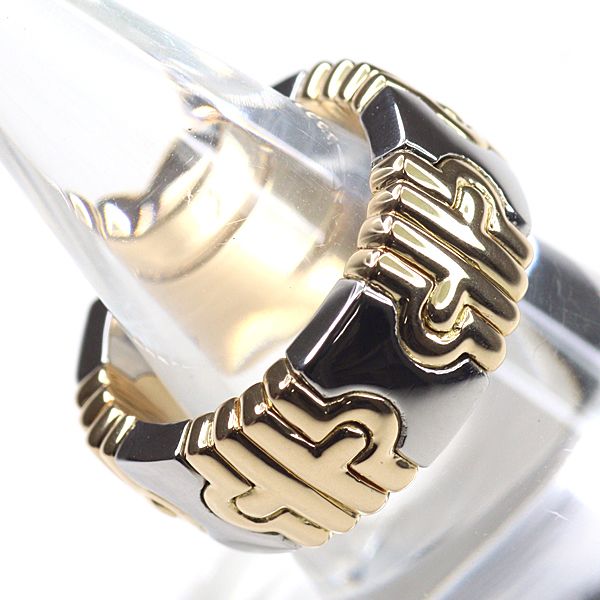 Bvlgari Parentesi Ring 750 SS 18k Yellow Gold Stainless Silver Polished