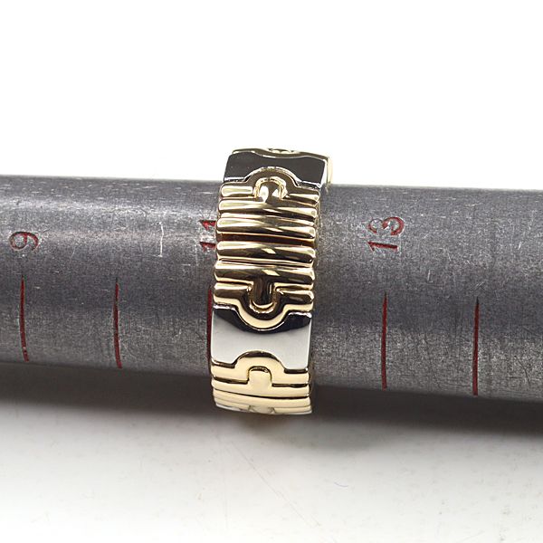 Bvlgari Parentesi Ring 750 SS 18k Yellow Gold Stainless Silver Polished