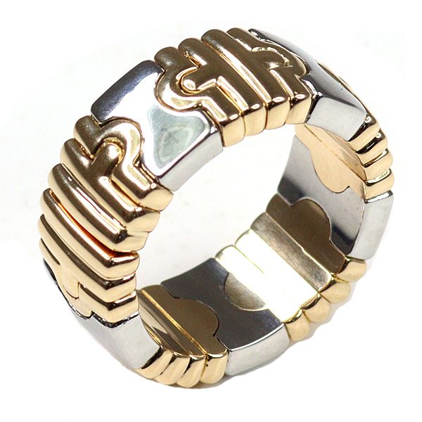 Bvlgari Parentesi Ring 750 SS 18k Yellow Gold Stainless Silver Polished