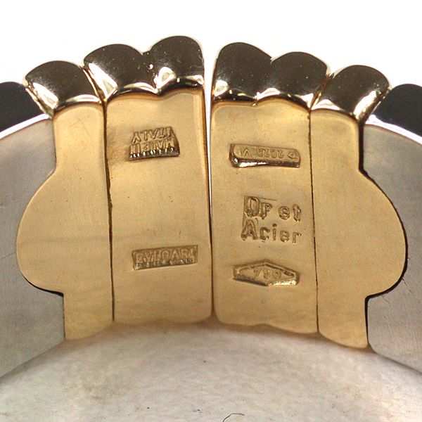 Bvlgari Parentesi Ring 750 SS 18k Yellow Gold Stainless Silver Polished