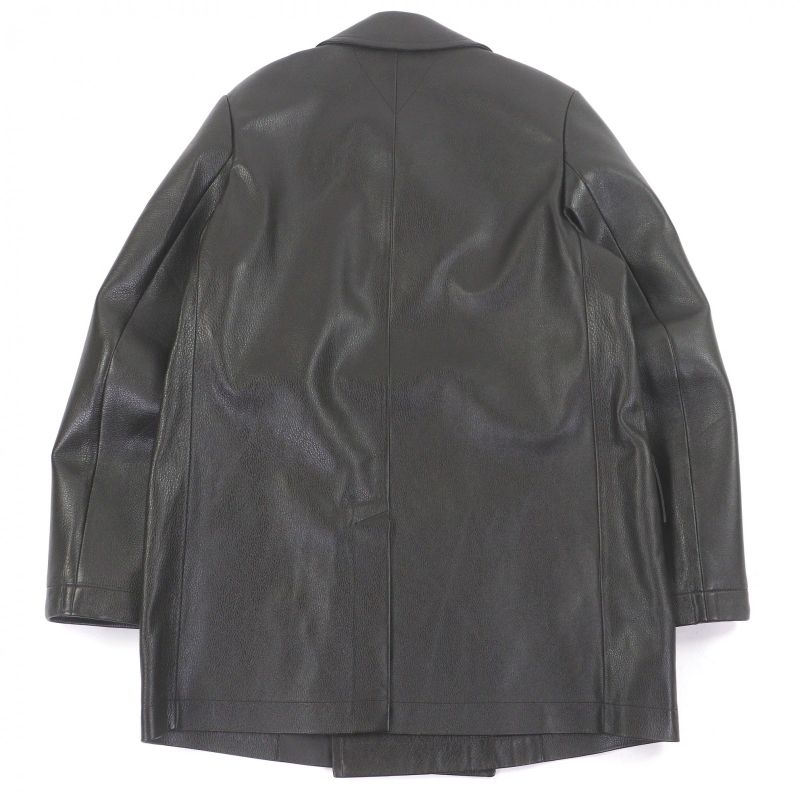 Bottega Veneta Leather Collection Double Breasted Chester Coat Dark Brown 48