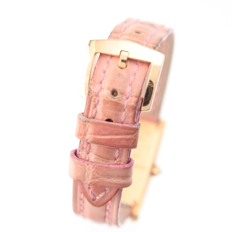 Harry Winston Avenue-c Mini 18k Pink Gold Diamond Ruby Crocodile Bracelet White