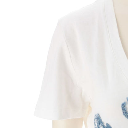Dior Cotton Galliano Era Denim Rose Logo Patchwork Short Sleeve T-Shirt White 44