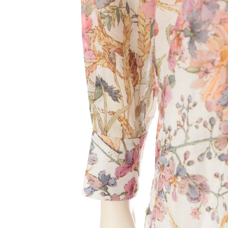 Dior Cotton Saisons Ete Soleil Floral All Over Pattern Voile Long Shirt Blouse