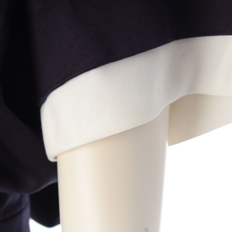 Chanel Cotton Vintage Camellia Gold Button Dress Navy White 34