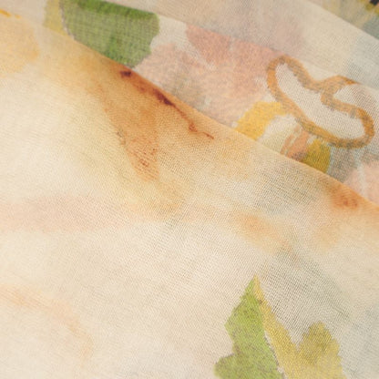 Dior 06 Silk Floral Print Ruffle Sleeveless Blouse Beige 38