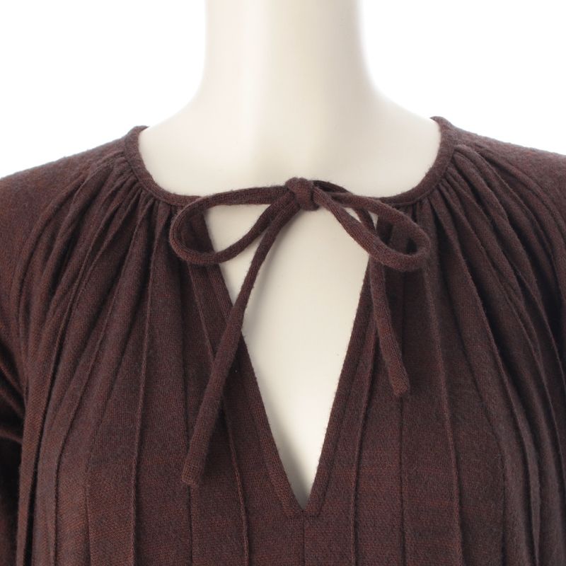 Celine Phoebe Philo Era by Pleated Pullover Knit Dress Brown 36 Sweater
