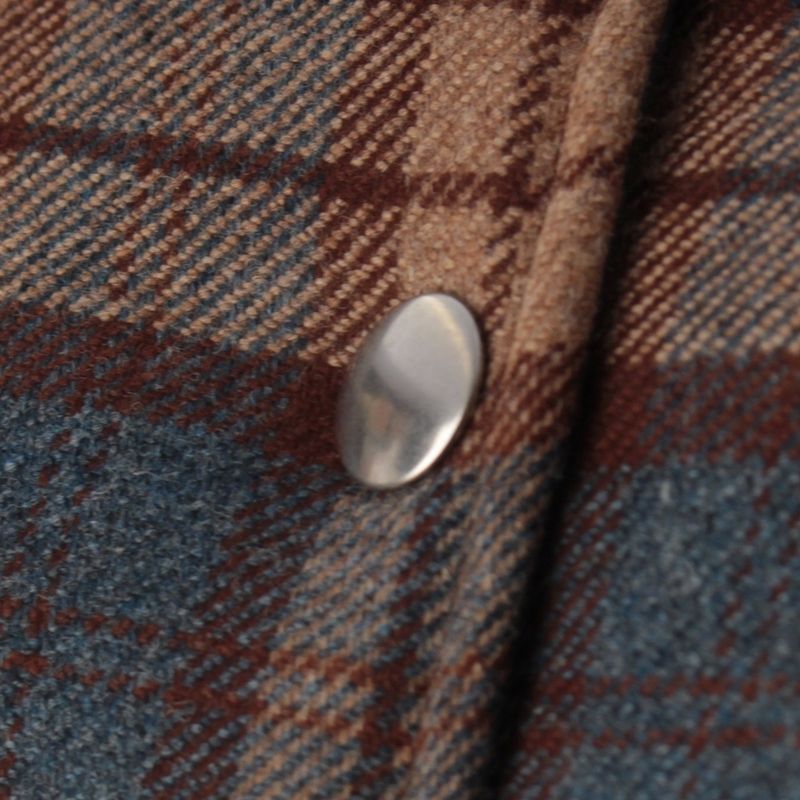 Prada Wool Triangle Logo Check Padded Jacket Brown Blue 42