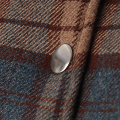 Prada Wool Triangle Logo Check Padded Jacket Brown Blue 42
