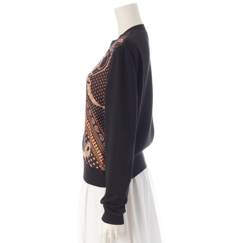 Hermes Apron Dole Tuilene Cotton Silk Bandana Pattern Jacket Orange Black 38