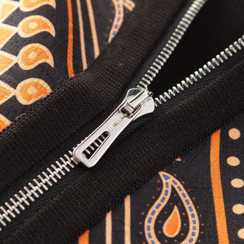 Hermes Apron Dole Tuilene Cotton Silk Bandana Pattern Jacket Orange Black 38