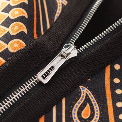 Hermes Apron Dole Tuilene Cotton Silk Bandana Pattern Jacket Orange Black 38