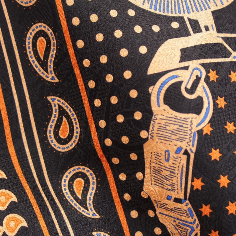 Hermes Apron Dole Tuilene Cotton Silk Bandana Pattern Jacket Orange Black 38