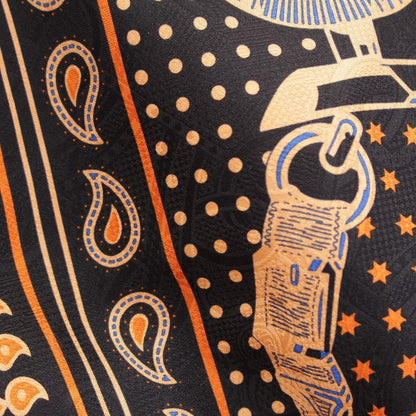 Hermes Apron Dole Tuilene Cotton Silk Bandana Pattern Jacket Orange Black 38