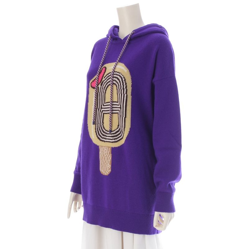 Hermes Funny Ice Cream Cashmere Ice Knit Hoodie Purple 36