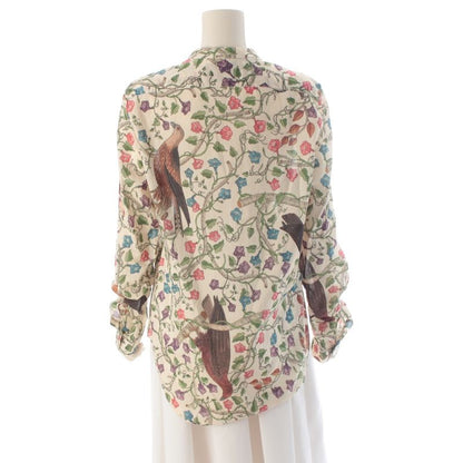 Gucci Cotton Botanical All Over Pattern Long Sleeve Shirt Top Multi Color Off