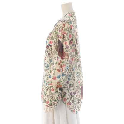 Gucci Cotton Botanical All Over Pattern Long Sleeve Shirt Top Multi Color Off