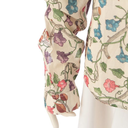 Gucci Cotton Botanical All Over Pattern Long Sleeve Shirt Top Multi Color Off