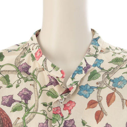 Gucci Cotton Botanical All Over Pattern Long Sleeve Shirt Top Multi Color Off