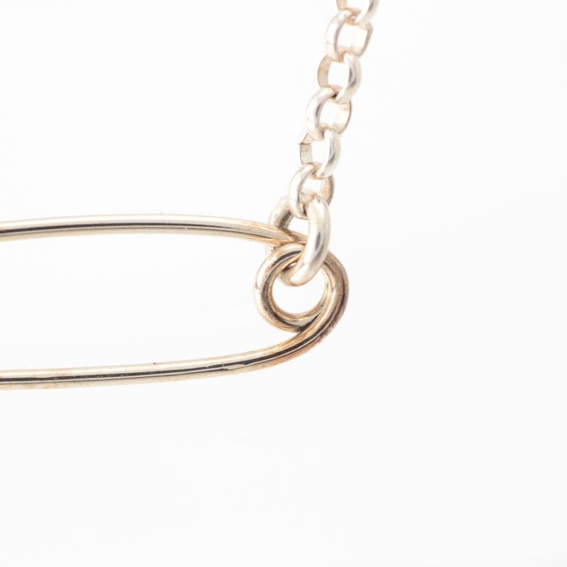 Chrome Hearts Chain Safety Pin CH Pls Pin Diamond Necklace 925 Sterling Silver