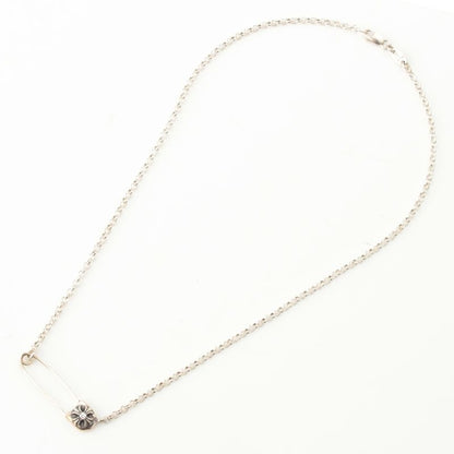 Chrome Hearts Chain Safety Pin CH Pls Pin Diamond Necklace 925 Sterling Silver