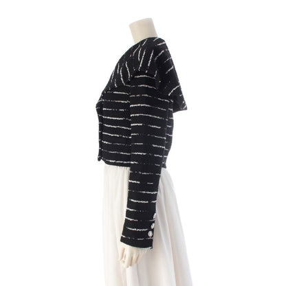 Chanel Color Beads Double Border Cropped Jacket Black White 34