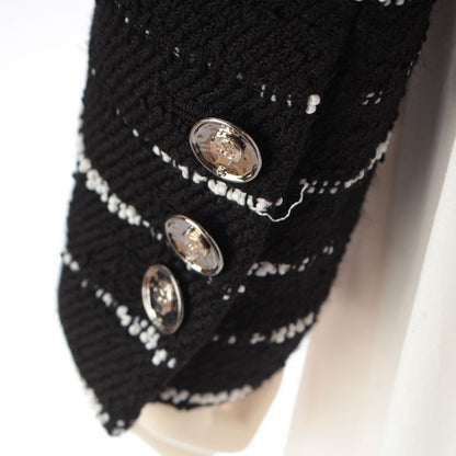 Chanel Color Beads Double Border Cropped Jacket Black White 34