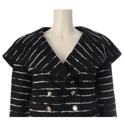 Chanel Color Beads Double Border Cropped Jacket Black White 34