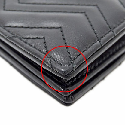 Gucci Wallet Bifold GG Marmont Leather Black Quilted Mini Small