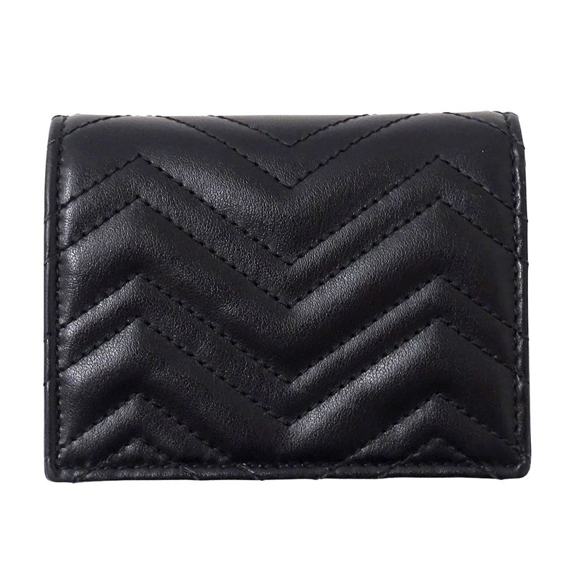 Gucci Wallet Bifold GG Marmont Leather Black Quilted Mini Small