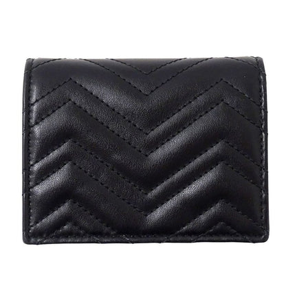 Gucci Wallet Bifold GG Marmont Leather Black Quilted Mini Small