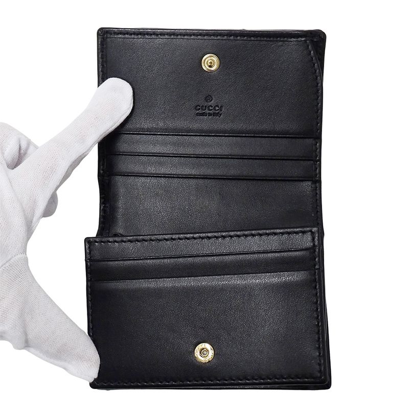 Gucci Wallet Bifold GG Marmont Leather Black Quilted Mini Small