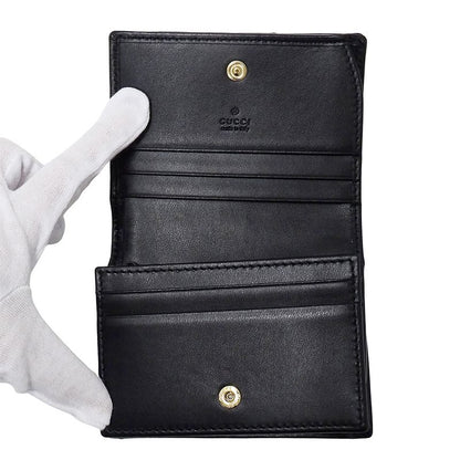 Gucci Wallet Bifold GG Marmont Leather Black Quilted Mini Small