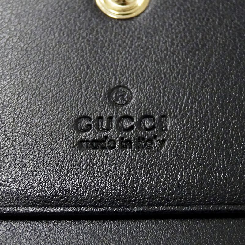 Gucci Wallet Bifold GG Marmont Leather Black Quilted Mini Small