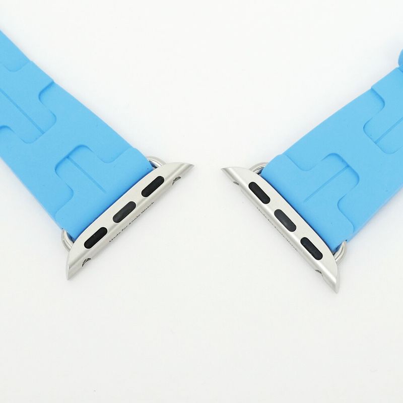 Hermes Simple Tour Kilim Light Blue Silver Apple Watch Strap