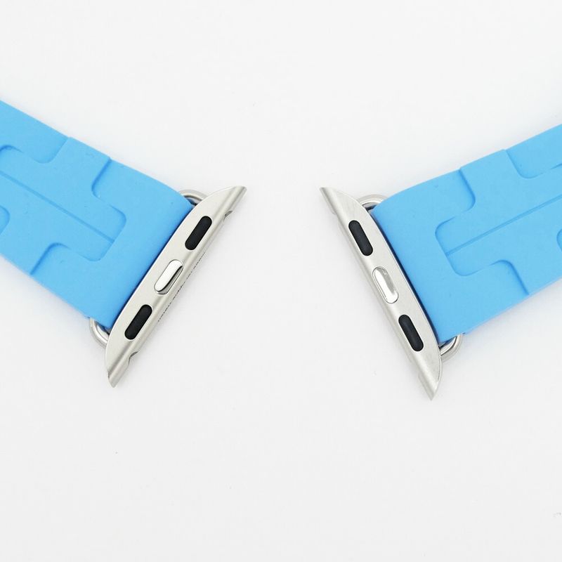 Hermes Simple Tour Kilim Light Blue Silver Apple Watch Strap