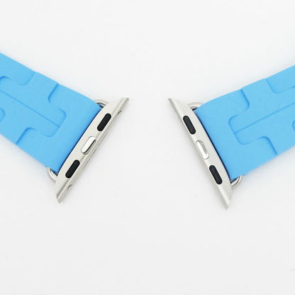 Hermes Simple Tour Kilim Light Blue Silver Apple Watch Strap
